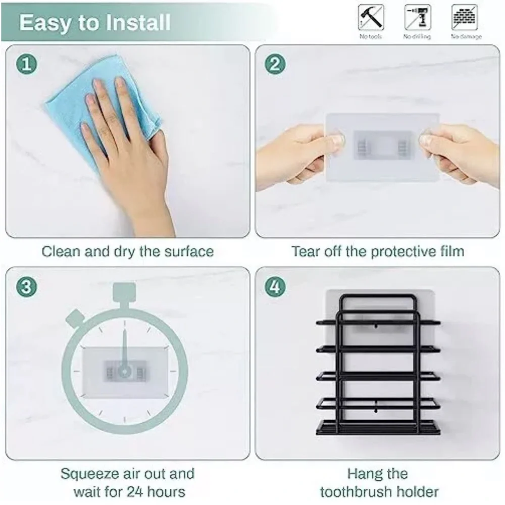 Adhesive Toothbrush Holder Wall Mounted
